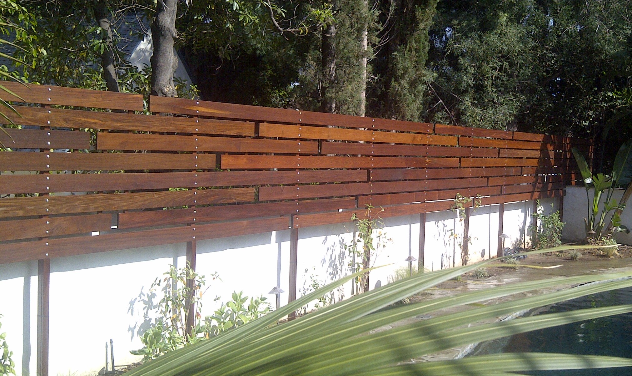 Custom 1x6 Ipe Horizontal Wood Fence In Los Angeles Area